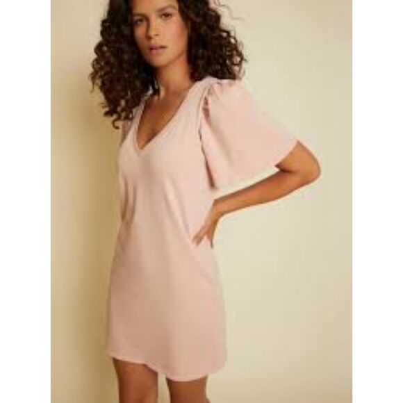 Nation LTD Mallory Flutter Sleeve Dress Small 100% Cotton Boho Chic Casual - Picture 1 of 7